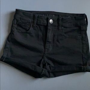 Black denim shorts